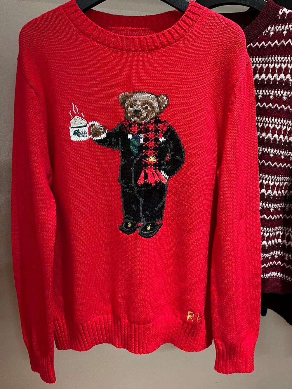 Polo Ralph Lauren Red Holiday Hot Cocoa Polo Bear Crewneck Sweater